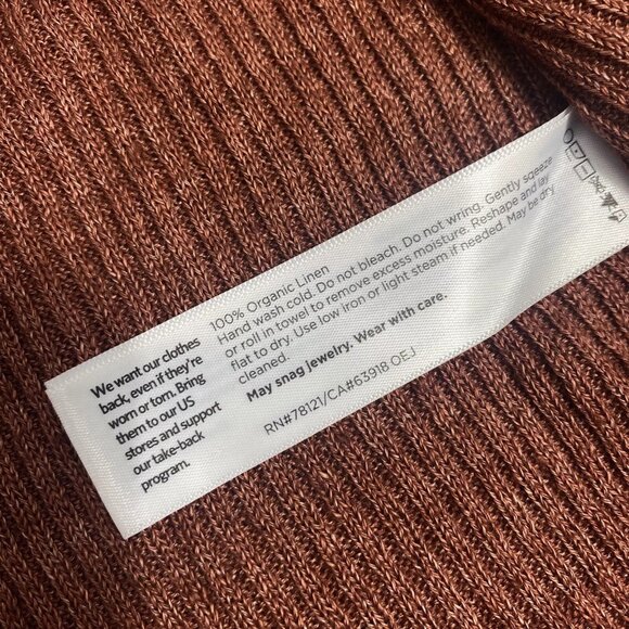 EILEEN FISHER RUSTIC BROWN RED RIBBED KNIT OPEN FRONT CARDIGAN BOHO COTTAGECORE - Picture 3 of 6